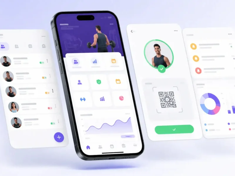 GymFlow mobile app interface by WebStation